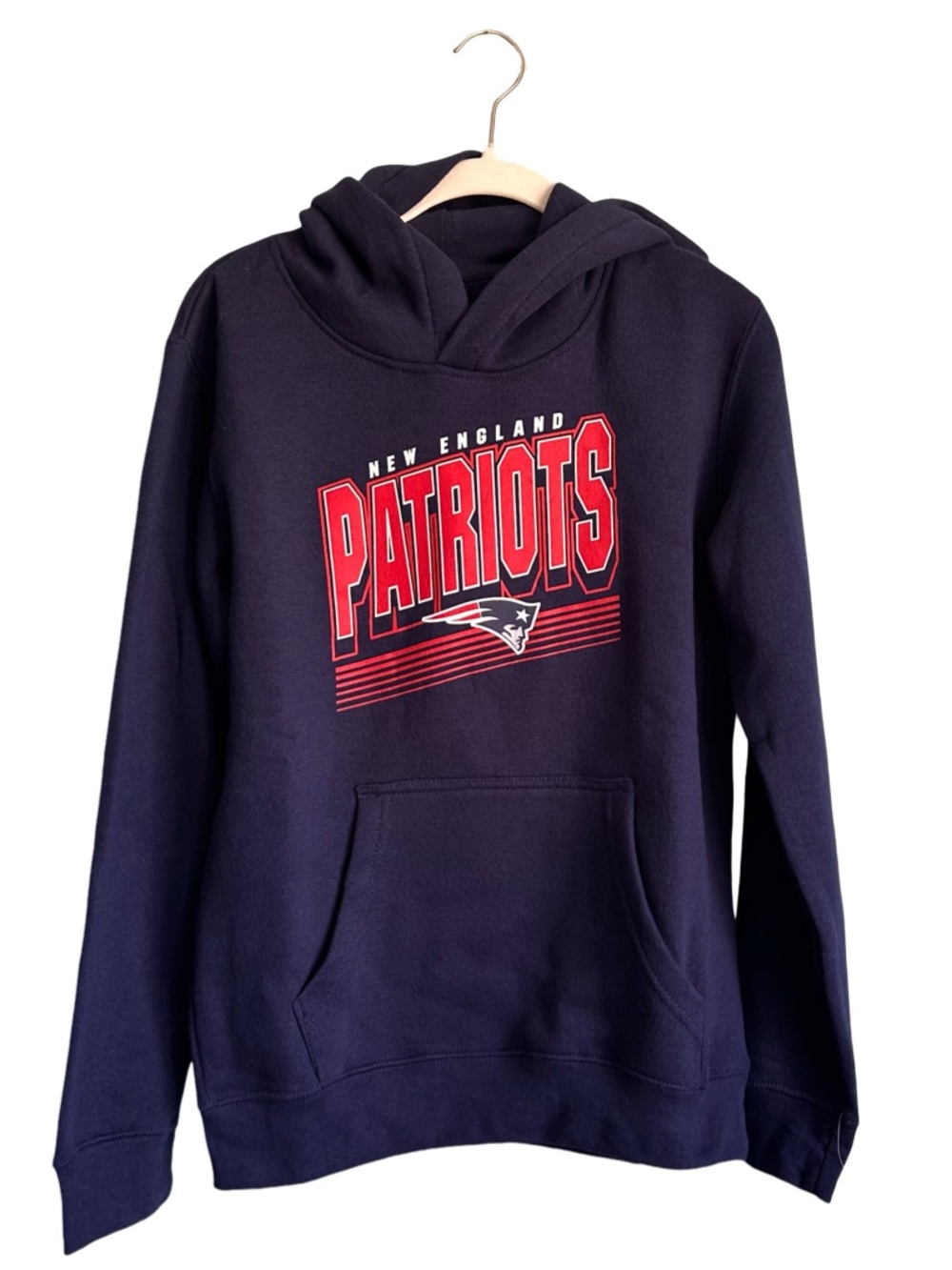 NWT NFL Team Apparel Navy Hoodie Sweatshirt New England Patriots Youth Large